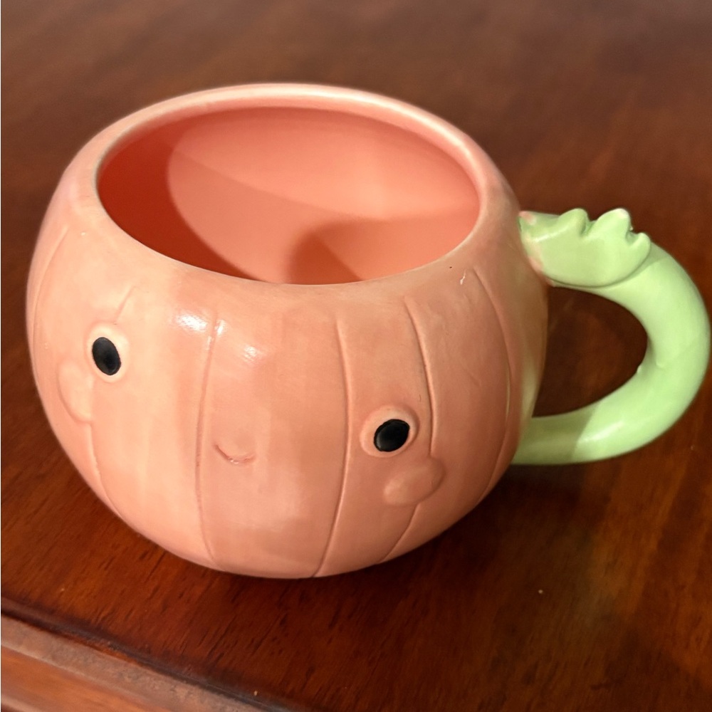 Cute Pumpkin Mug with Green Handle